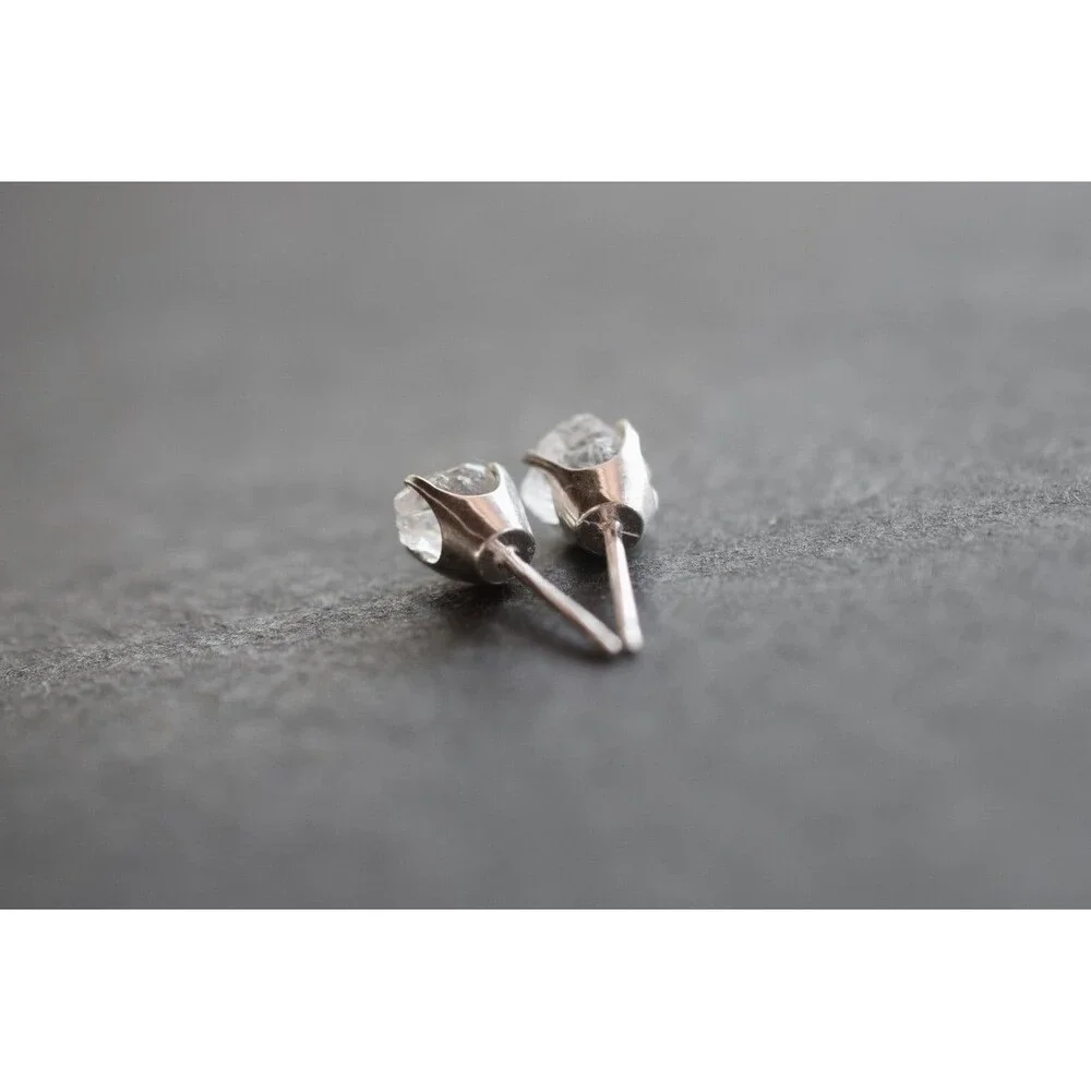 Lake County diamond earrings, 925 sterling silver, raw gemstones